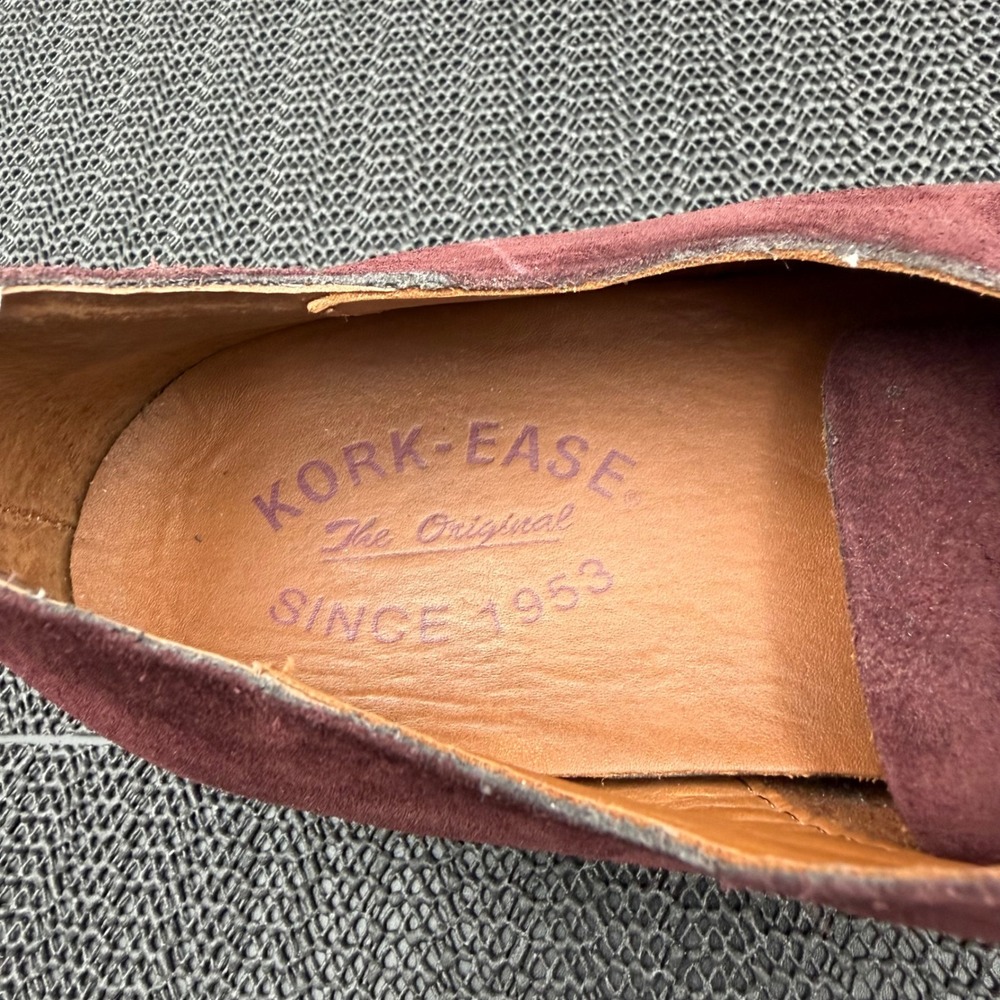 Kork-Ease Burgundy Suede Ribbon Bow Oxfords K54747 Wine Flats Womens 8M - Picture 2 of 10